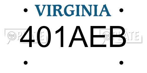401AEB Virginia License Plate