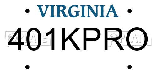 401KPRO Virginia License Plate