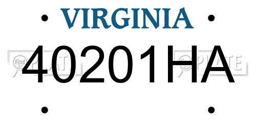 40201HA Virginia License Plate