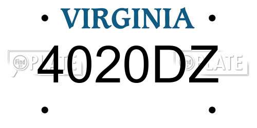 4020DZ Virginia License Plate