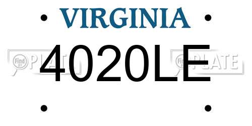 4020LE Virginia License Plate