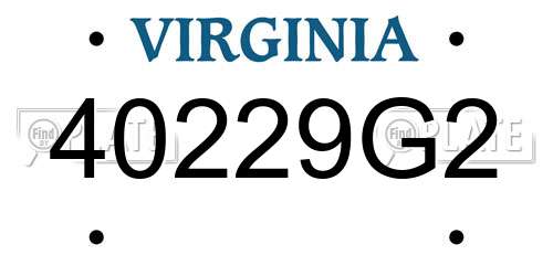 40229G2 Virginia License Plate