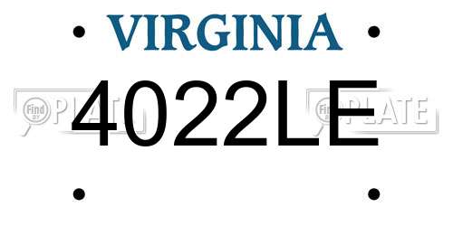 4022LE Virginia License Plate