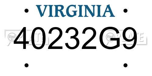 40232G9 Virginia License Plate