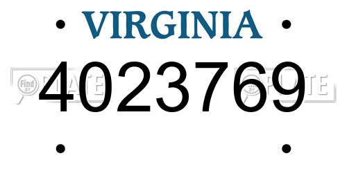 4023769 Virginia License Plate
