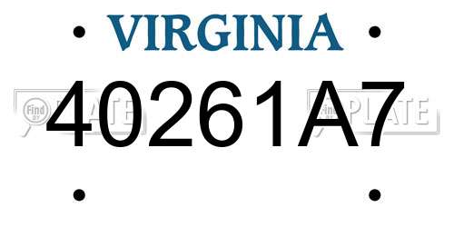 40261A7 Virginia License Plate