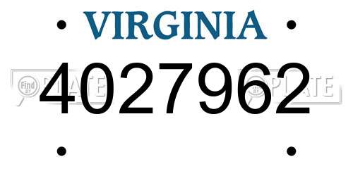4027962 Virginia License Plate