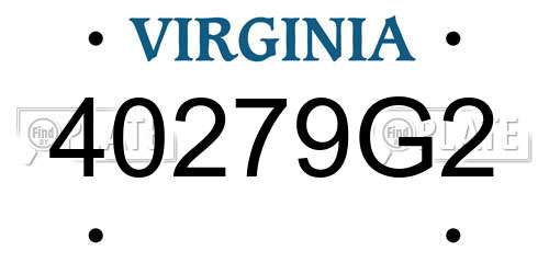 40279G2 Virginia License Plate
