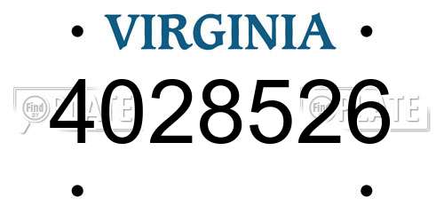 4028526 Virginia License Plate