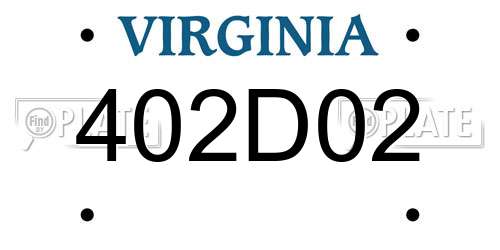 402D02 Virginia License Plate