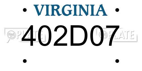 402D07 Virginia License Plate