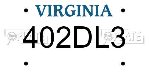 402DL3 Virginia License Plate