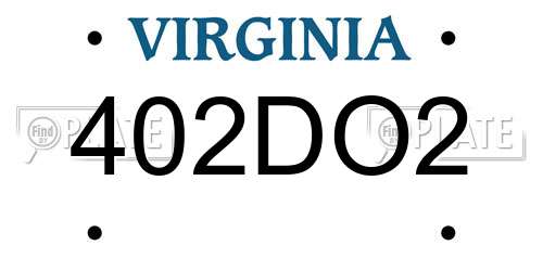402DO2 Virginia License Plate