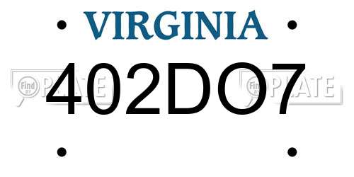 402DO7 Virginia License Plate