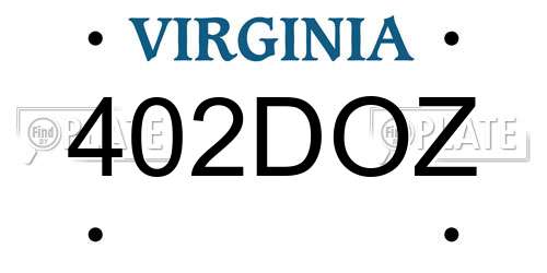 402DOZ Virginia License Plate