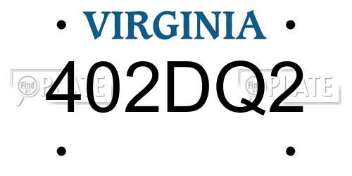 402DQ2 Virginia License Plate