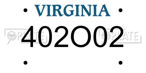 402O02 Virginia License Plate