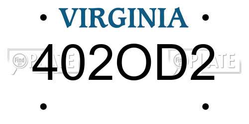 402OD2 Virginia License Plate