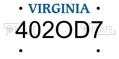 402OD7 Virginia License Plate