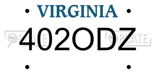 402ODZ Virginia License Plate