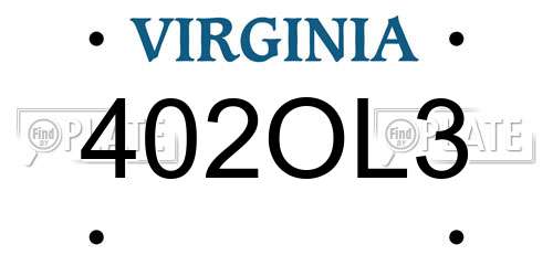 402OL3 Virginia License Plate