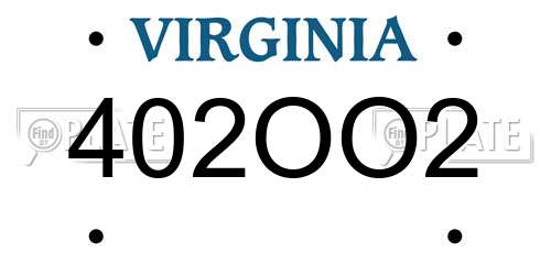 402OO2 Virginia License Plate