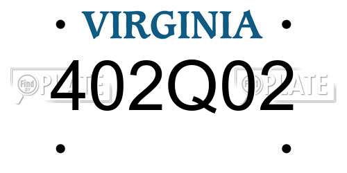 402Q02 Virginia License Plate