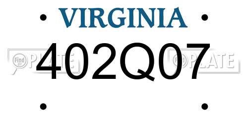402Q07 Virginia License Plate