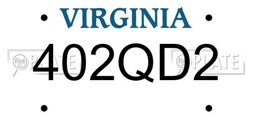 402QD2 Virginia License Plate