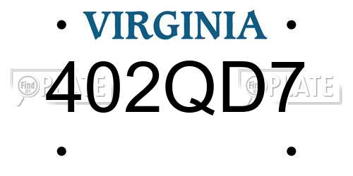 402QD7 Virginia License Plate