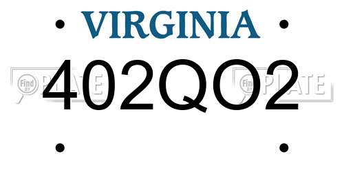 402QO2 Virginia License Plate