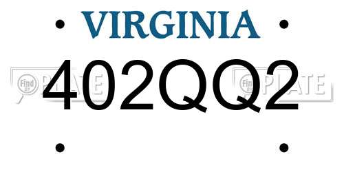 402QQ2 Virginia License Plate