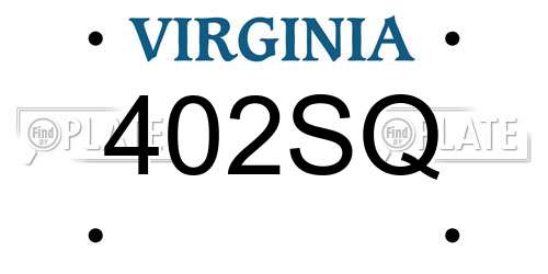 402SQ Virginia License Plate