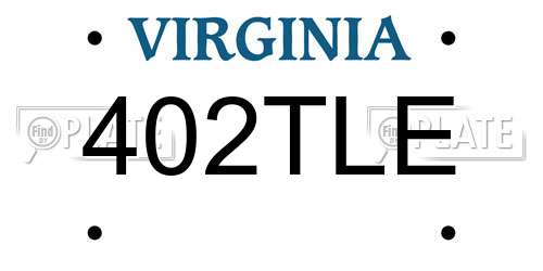 402TLE Virginia License Plate