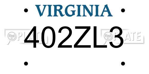 402ZL3 Virginia License Plate