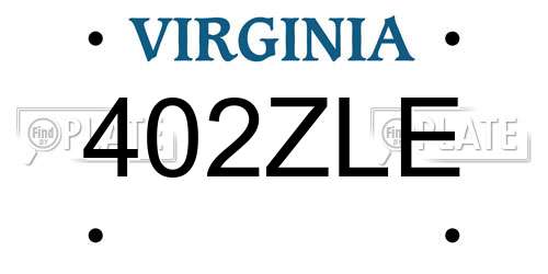 402ZLE Virginia License Plate