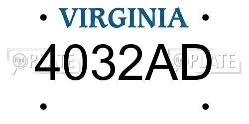 4032AD Virginia License Plate