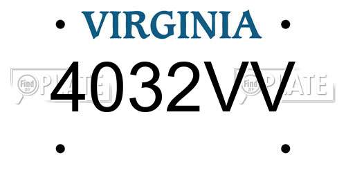 4032VV Virginia License Plate