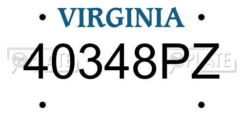 40348PZ Virginia License Plate