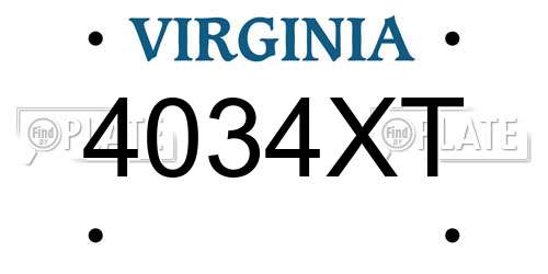 4034XT Virginia License Plate