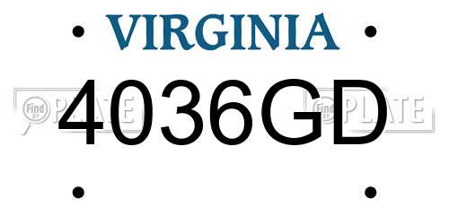 4036GD Virginia License Plate