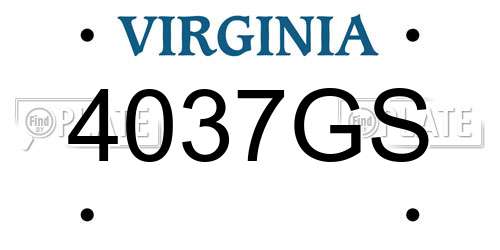 4037GS Virginia License Plate