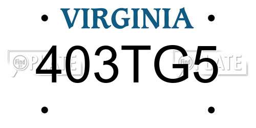 403TG5 Virginia License Plate