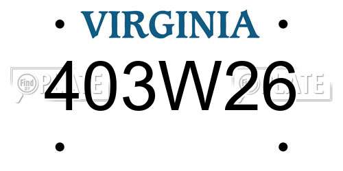 403W26 Virginia License Plate