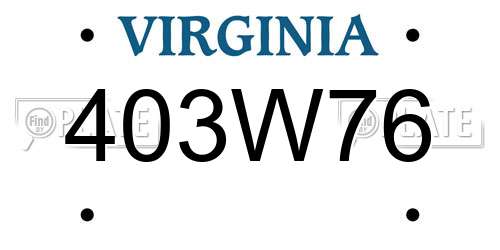 403W76 Virginia License Plate