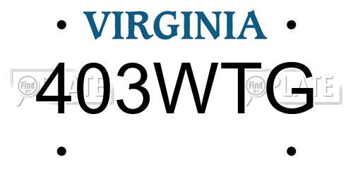 403WTG Virginia License Plate