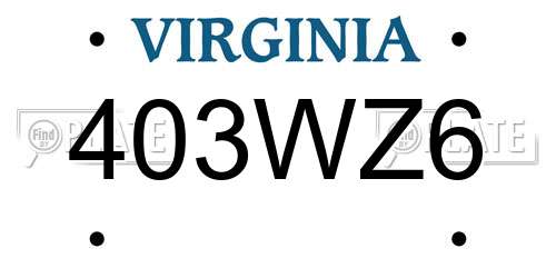 403WZ6 Virginia License Plate