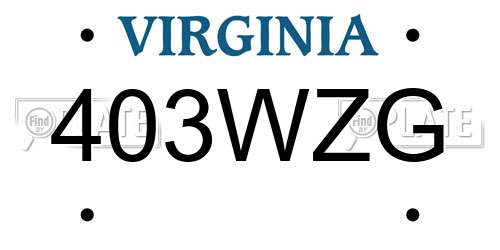 403WZG Virginia License Plate