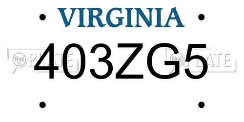 403ZG5 Virginia License Plate