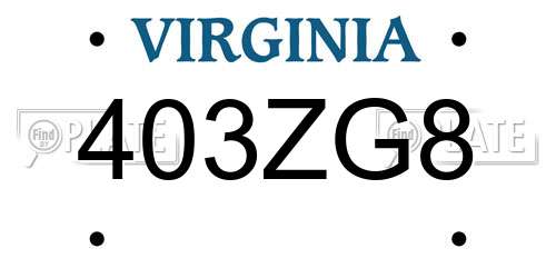 403ZG8 Virginia License Plate